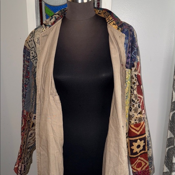 Sacred Threads Patchwork Kantha Long 100% Cotton Duster S/M - Picture 10 of 11